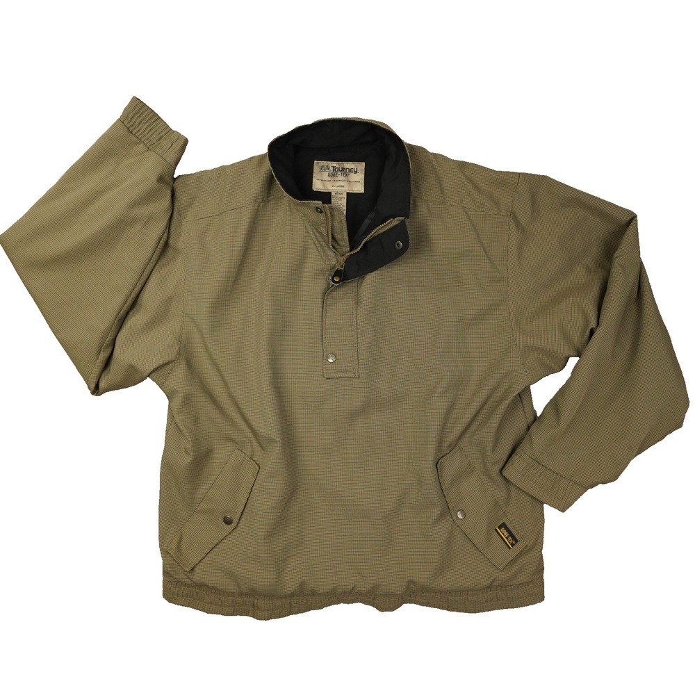 Vintage Tourney Gore-Tex Pullover Jacket Men's XL Brown Check Waterproof Golf